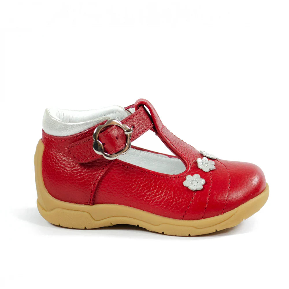 Zapatos para Niñas de color hebilla rojo en vista lateral derecha
