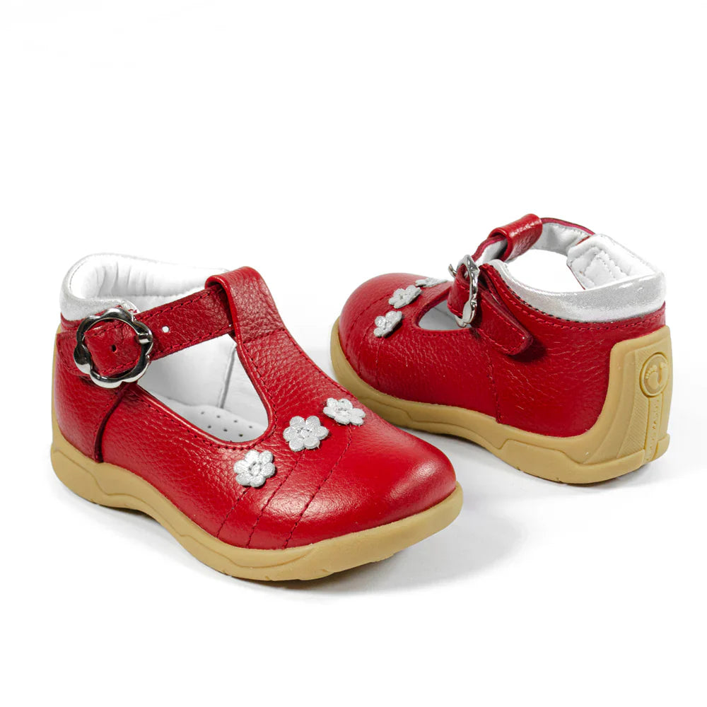 Zapatos para Niñas de color hebilla rojo en vista frontal