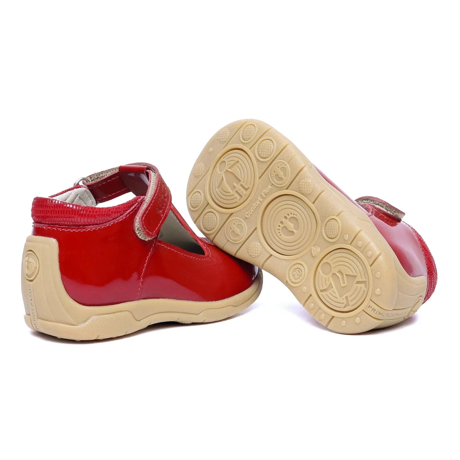 Zapatos para Niñas de color pega rojo charol en vista lateral izquierda