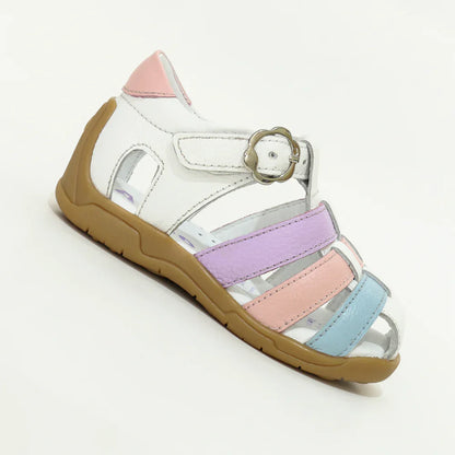Sandalias para Niñas de color blanco multicolor en vista lateral derecha