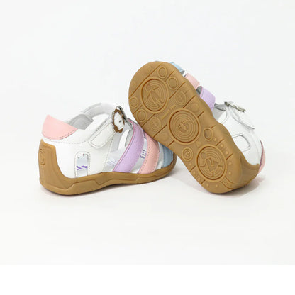 Sandalias para Niñas de color blanco multicolor en vista lateral izquierda