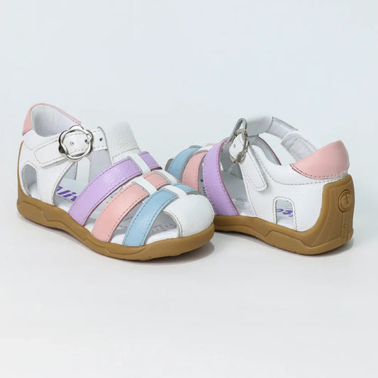 Sandalias para Niñas de color blanco multicolor en vista frontal