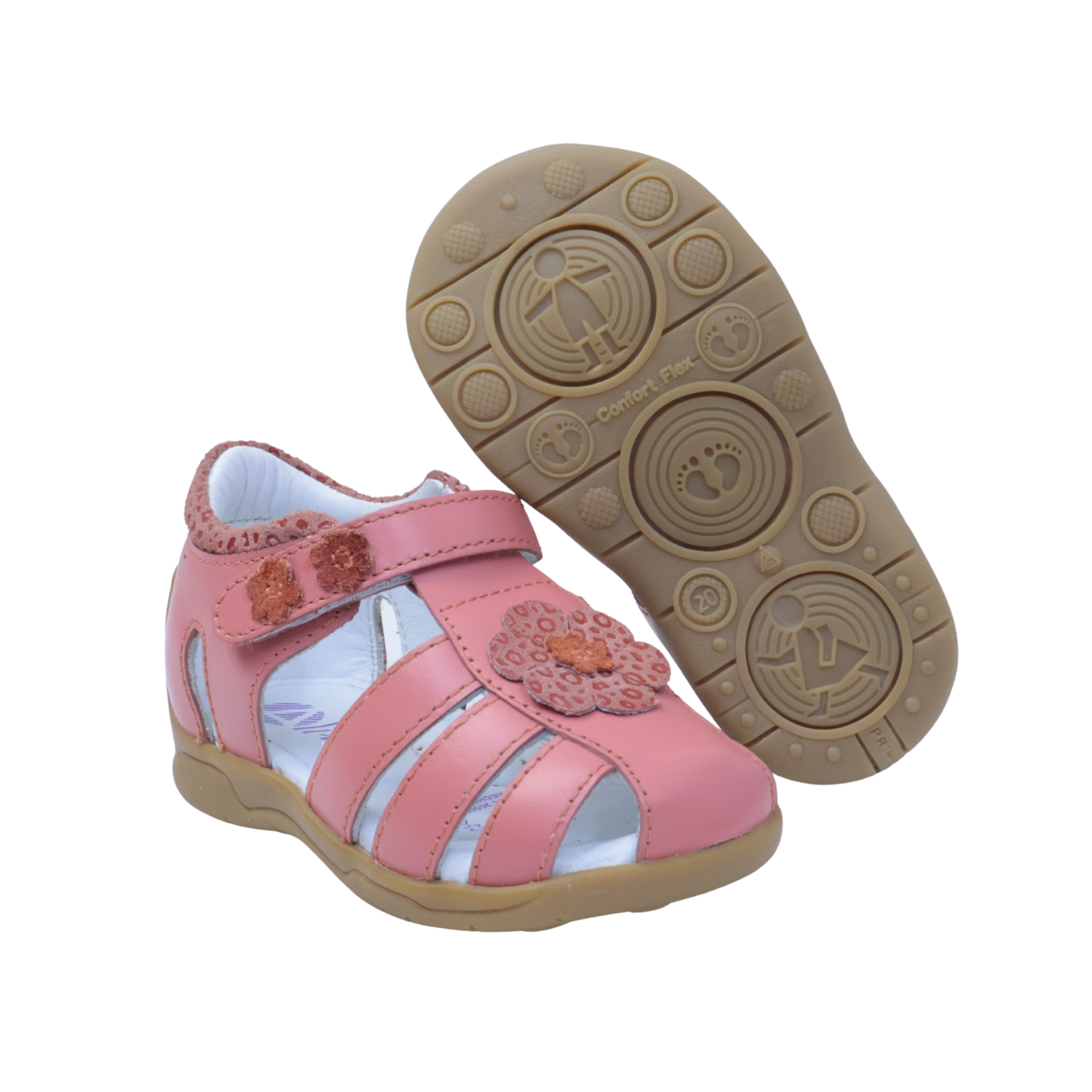 Sandalias para Niñas de color coral en vista frontal