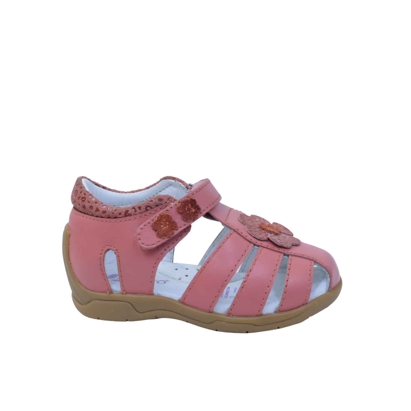 Sandalias para Niñas de color coral en vista lateral derecha