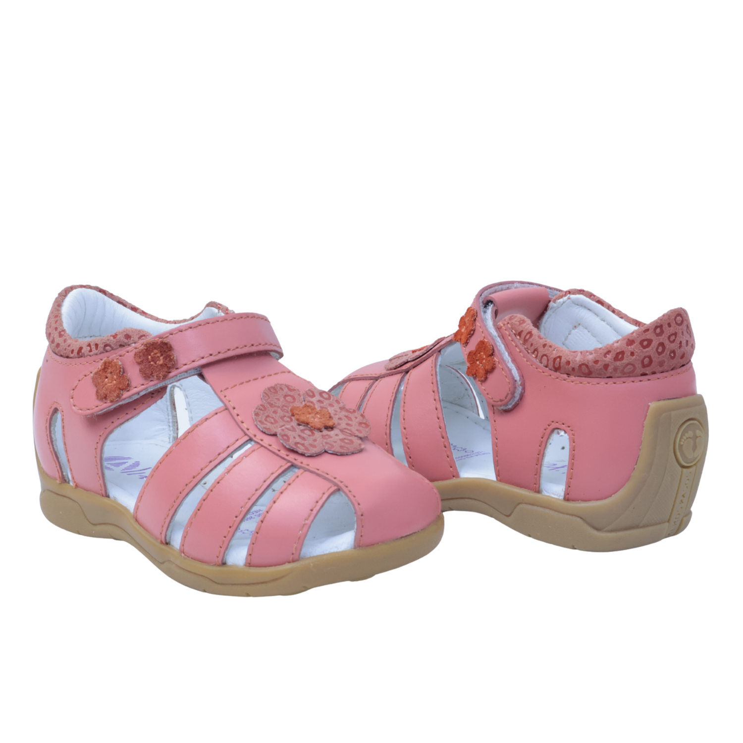 Sandalias para Niñas de color coral en vista lateral izquierda