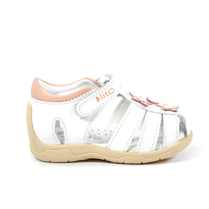 Sandalias para Niñas de color pega blanco en vista lateral derecha