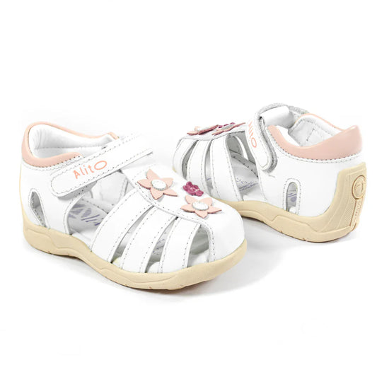 Sandalias para Niñas de color pega blanco en vista frontal