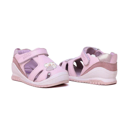 Sandalias para Niñas de color pega rosa en vista frontal