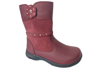 Botas para Niñas de color guinda en vista frontal