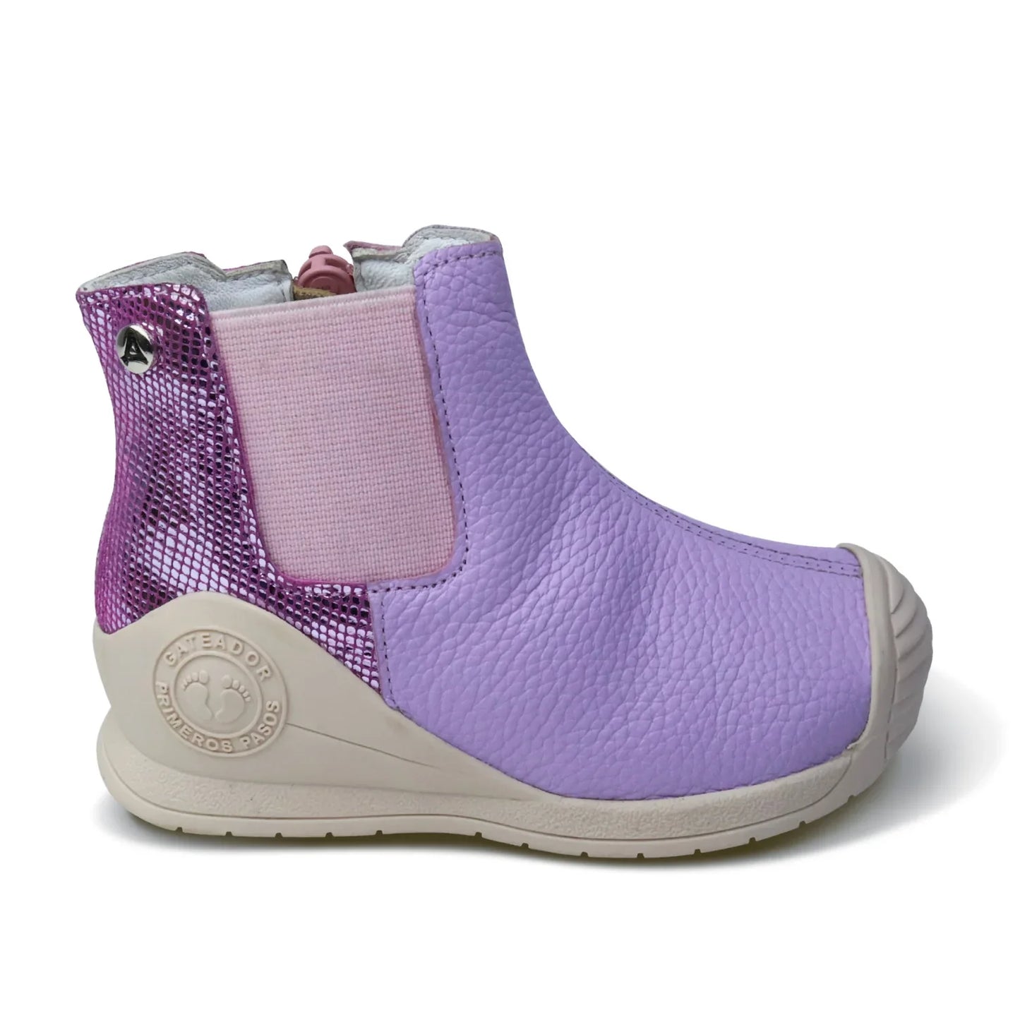 Botines para Niñas de color lila en vista lateral derecha