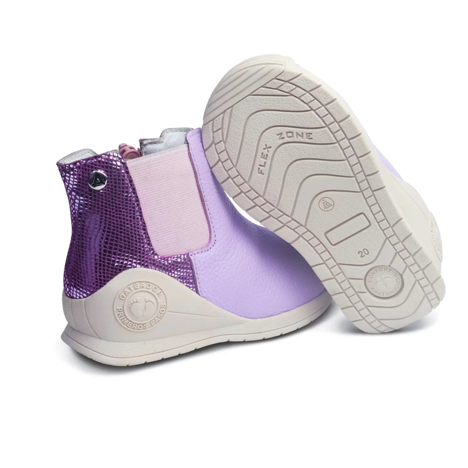 Botines para Niñas de color lila en vista lateral izquierda