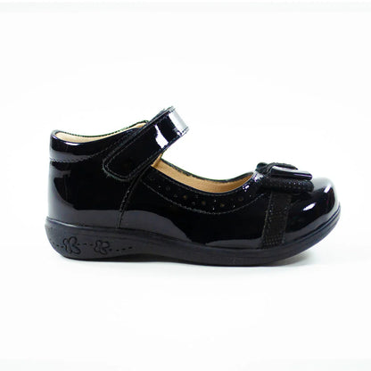 Zapatos para Niñas de color pega negro charol en vista lateral derecha