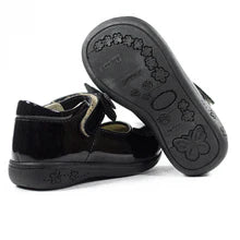 Zapatos para Niñas de color pega negro charol en vista lateral izquierda