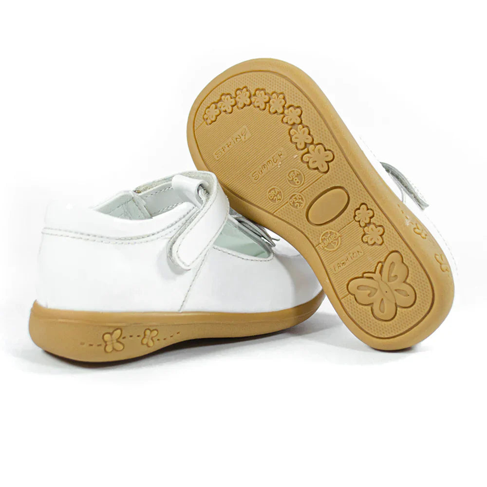 Zapatos para Niñas de color pega blanco charol en vista lateral izquierda