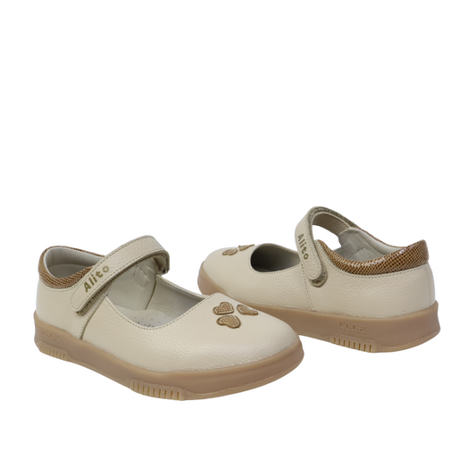 Zapatos para Niñas de color pega nude en vista frontal