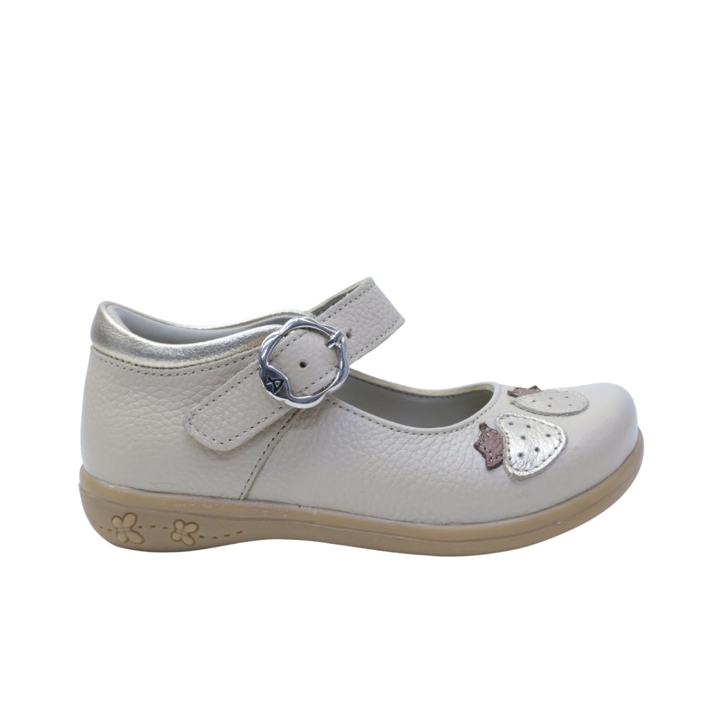 21045 ZAPATO NUDE FOLIA DORADA