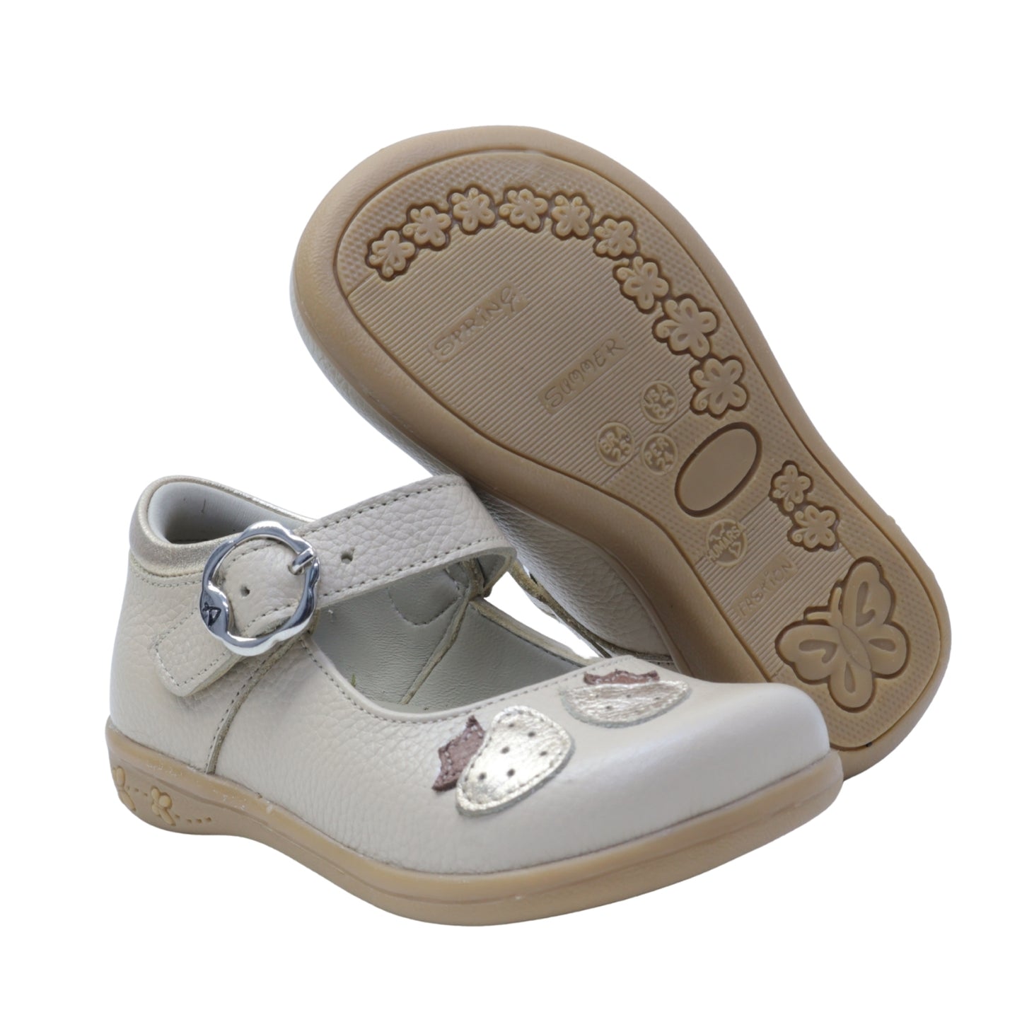 21045 ZAPATO NUDE FOLIA DORADA