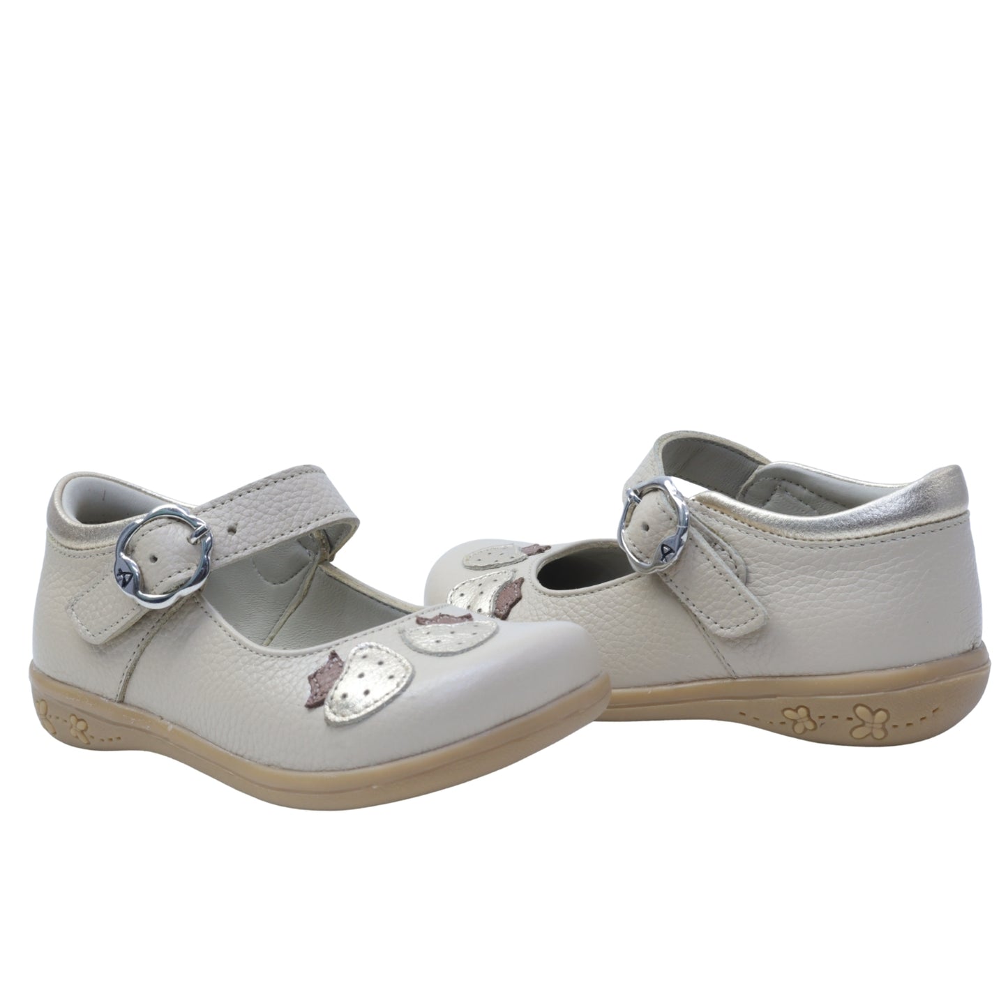 21045 ZAPATO NUDE FOLIA DORADA