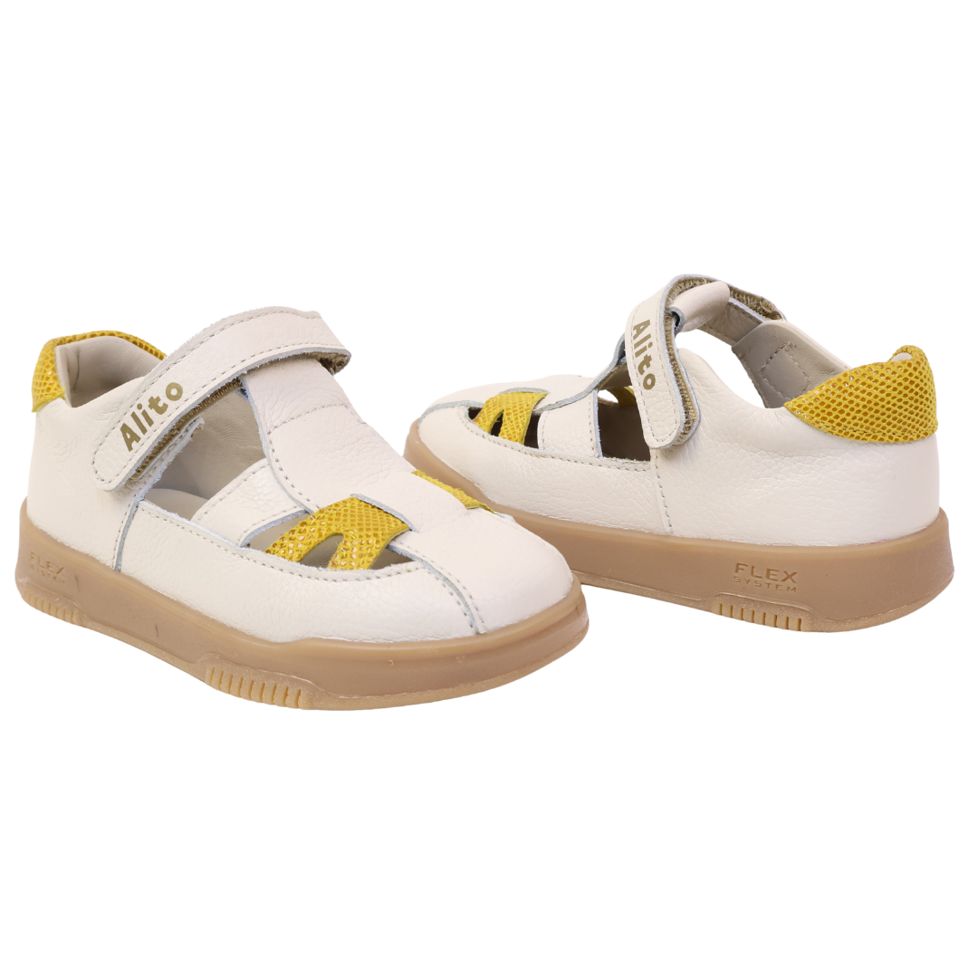 26083 SANDALIA HUESO / FOLIA AMARILLO