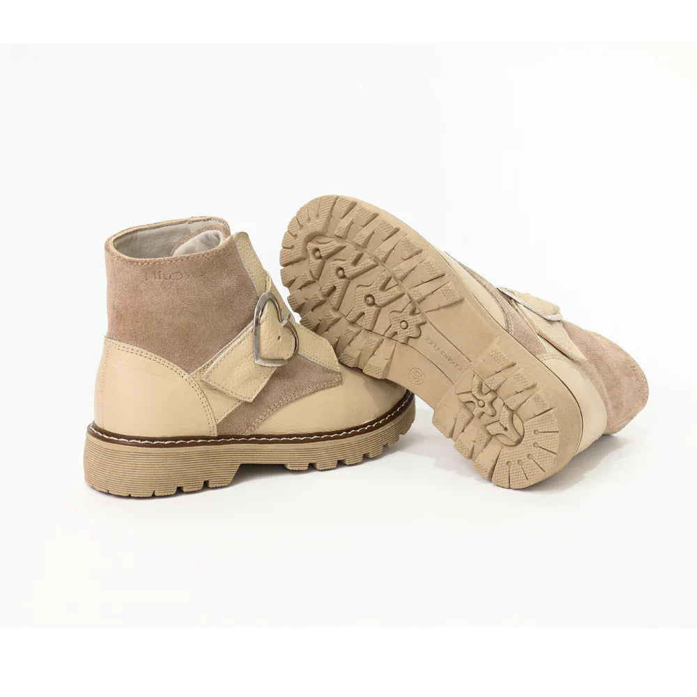 Botines para Niñas de color nude en vista lateral izquierda