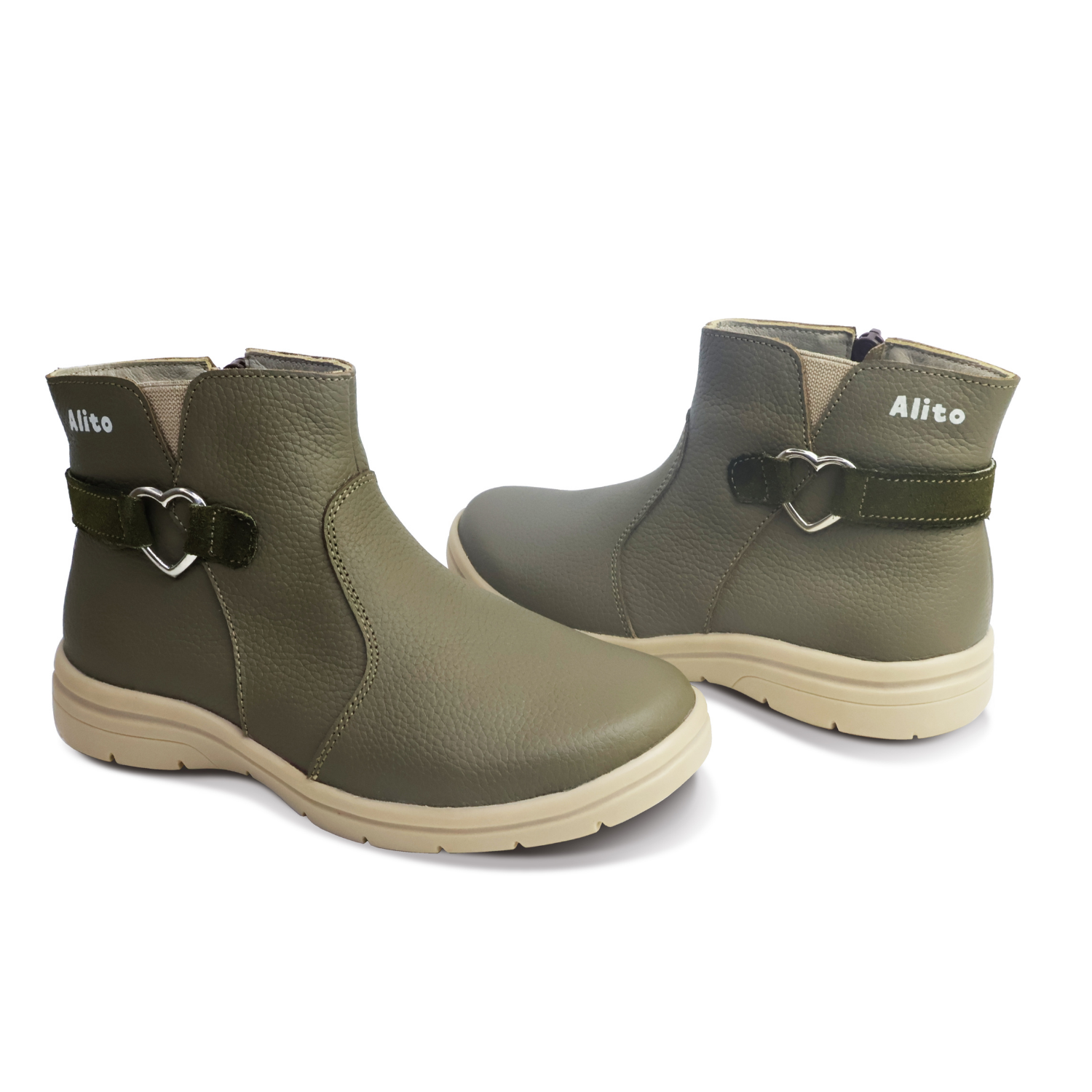 Botines para Niñas de color hueso en vista lateral derecha