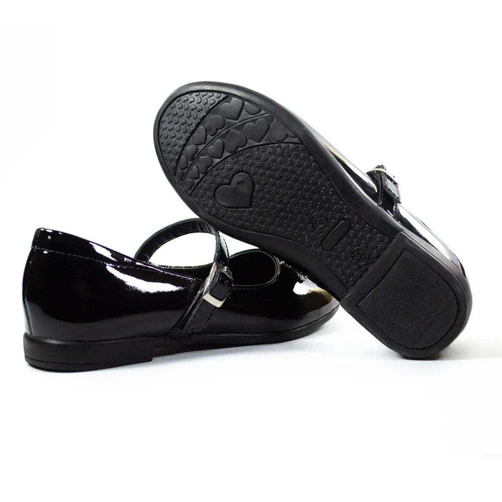 Zapatos para Niñas de color negro charol en vista lateral izquierda