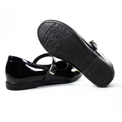 Zapatos para Niñas de color negro charol en vista lateral izquierda