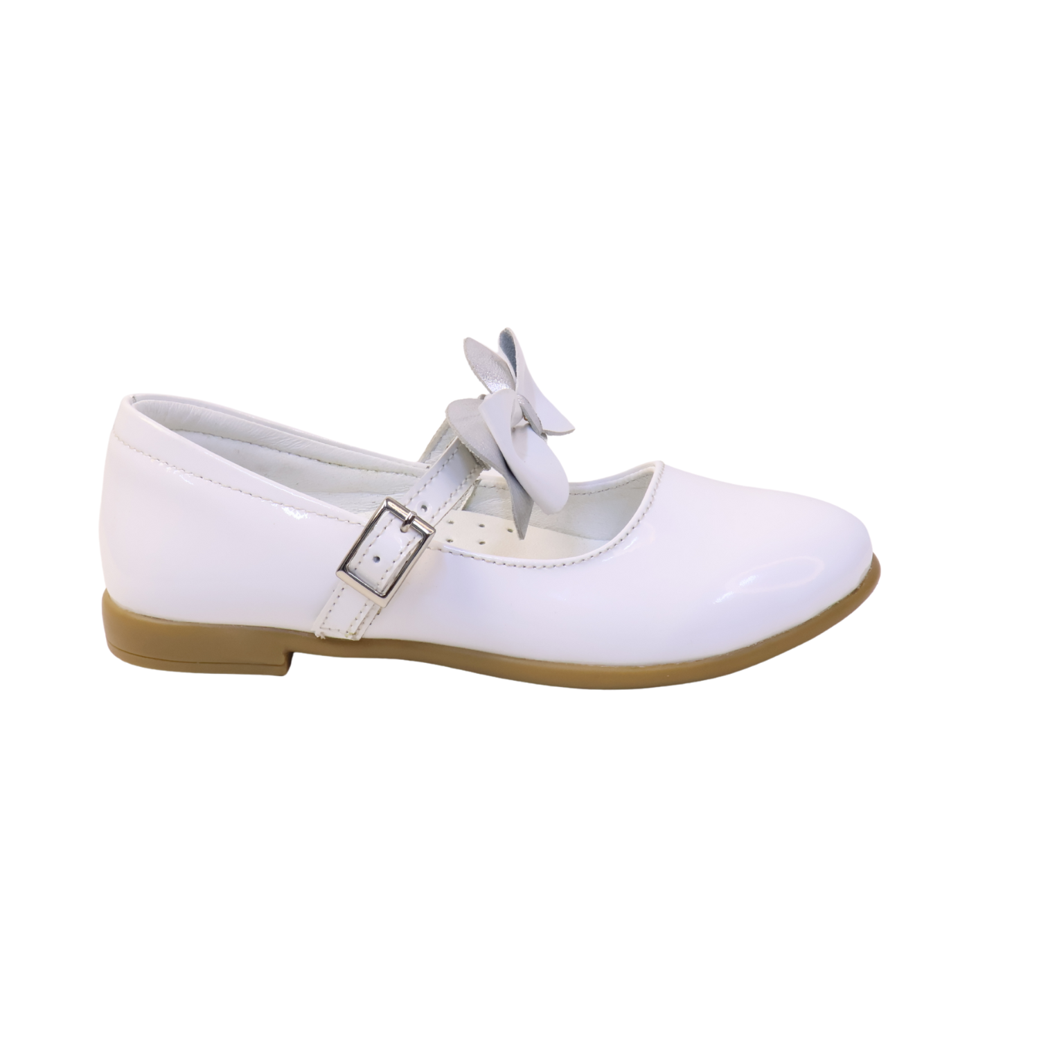 Zapatos para Niñas de color blanco charol en vista lateral izquierda